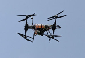 Drone flying in the sky