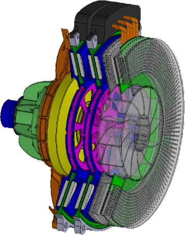 A colorful engineering drawing showing a cross section of a disc.